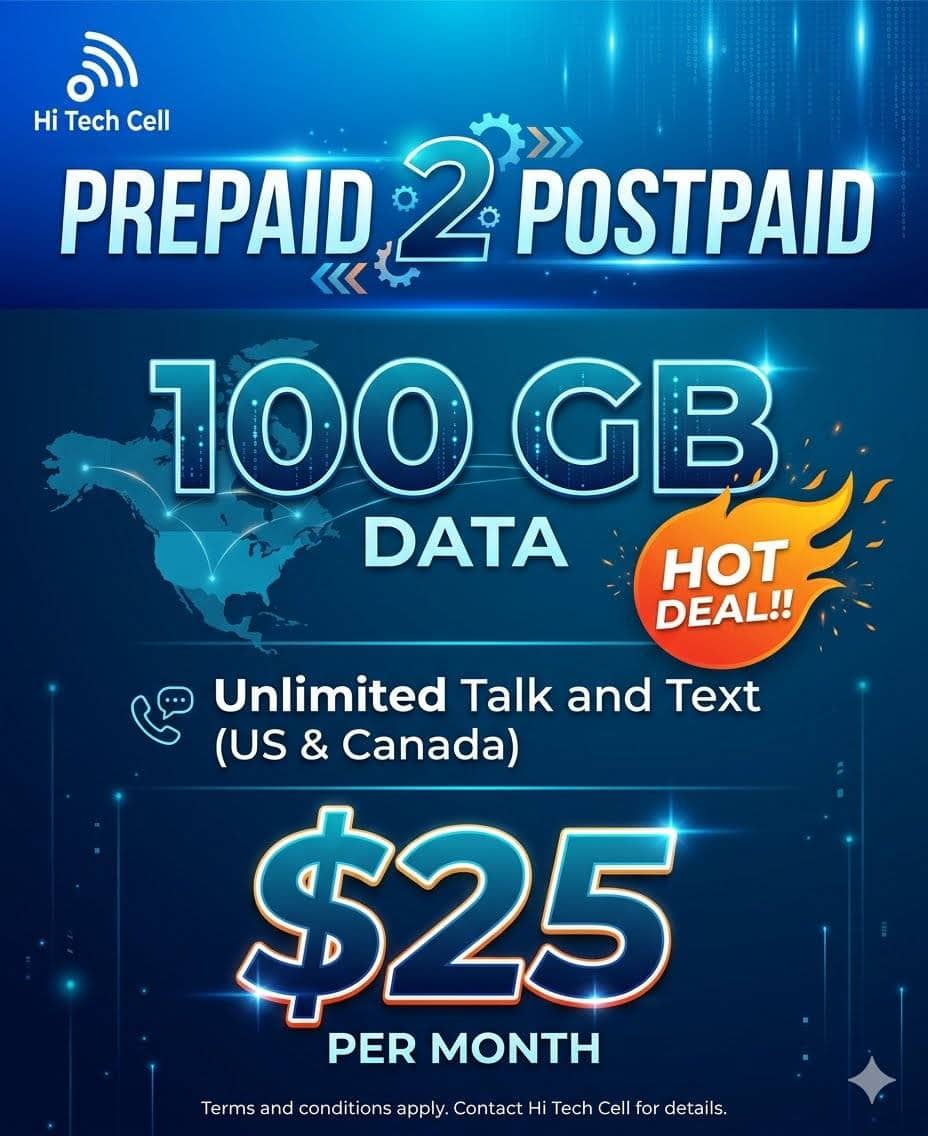 $25 100 US prepaid 2 post paid bell prepaid to post paid plan $25